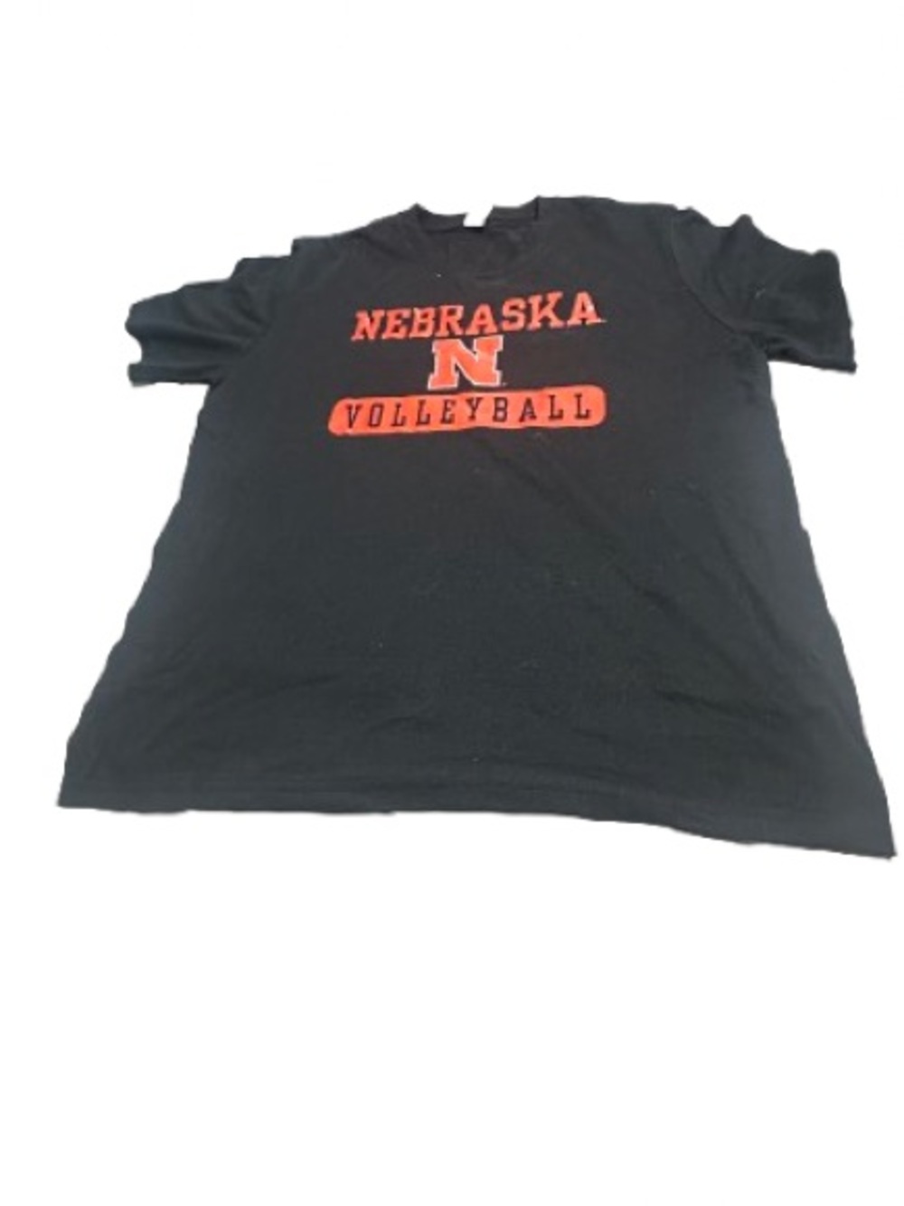 Nebraska Volleyball Black Tee with Orange Logo